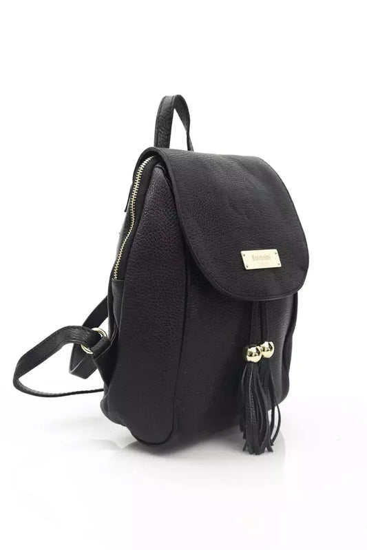 Baldinini Trend Black Cow Leather Women Backpack