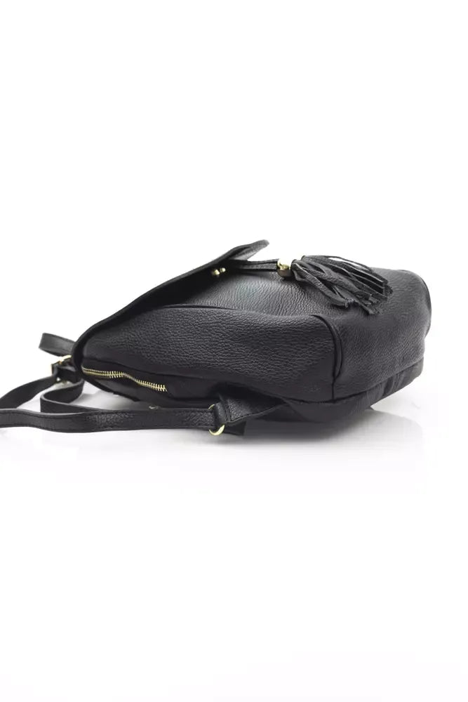 Baldinini Trend Black Cow Leather Women Backpack