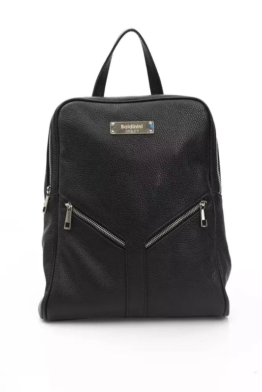 Baldinini Trend Black Leather Women Backpack