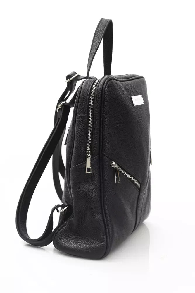 Baldinini Trend Black Leather Women Backpack