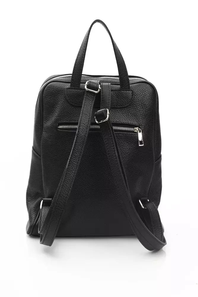 Baldinini Trend Black Leather Women Backpack