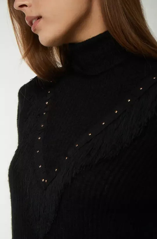 Liu Jo Chic Black Turtleneck with Stud Detailing