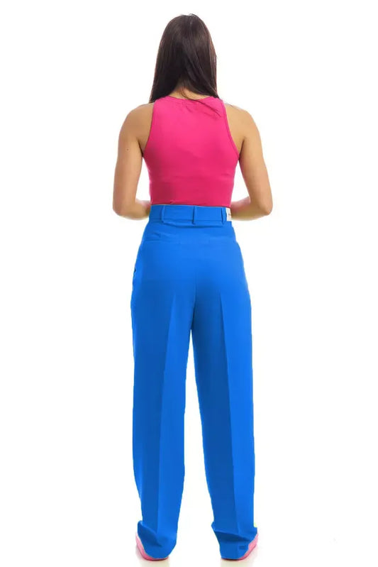 Hinnominate Elegant Blue Soft Pants with Zipper Detail