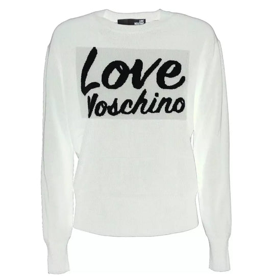 Love Moschino Chic White Contrast Design Sweater