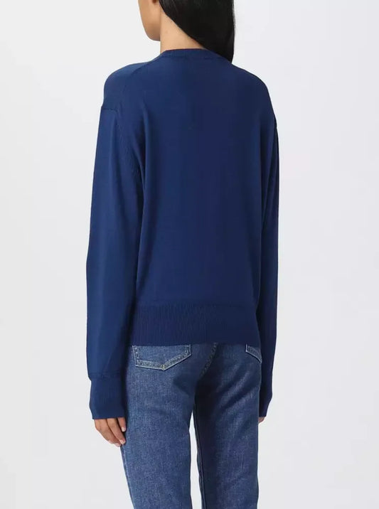 Love Moschino Chic Blue Sweater with Contrast Front Design