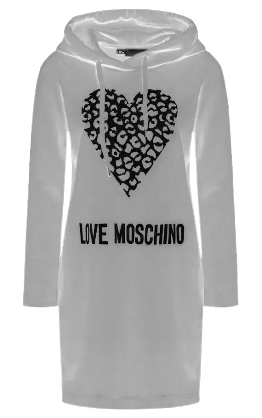 Love Moschino Chic Cotton Sweatshirt Dress with Logo Detail