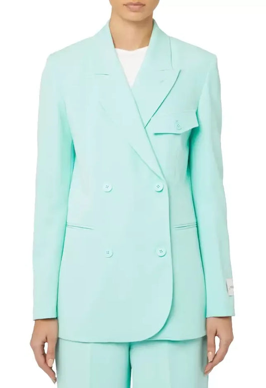 Hinnominate Elegant Double-Breasted Green Jacket