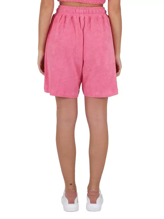 Hinnominate Chic Pink Terry Bermuda Shorts with Logo Print