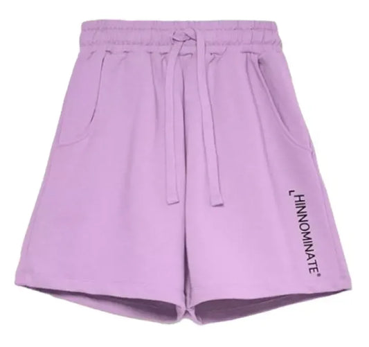 Hinnominate Elegant Purple Bermuda Shorts with Logo Print