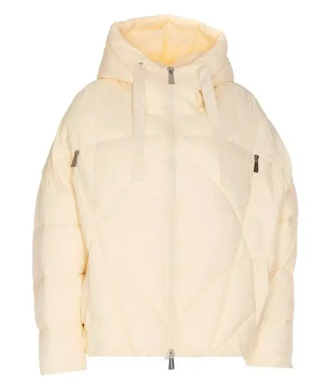 Hinnominate White Oversized Hooded Short Jacket