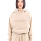 Hinnominate Beige Cotton Hooded Sweatshirt with 3D Logo