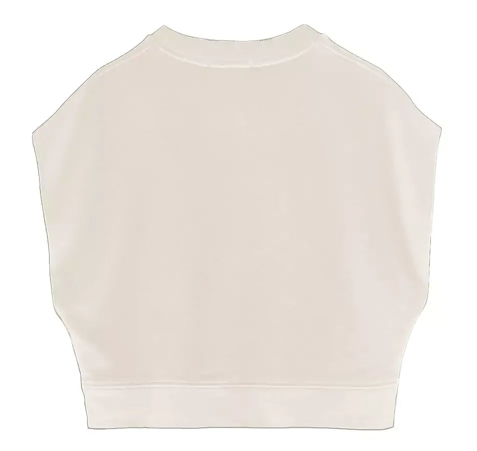 Hinnominate Beige Sleeveless Logo Sweatshirt