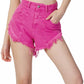 Hinnominate Chic Fuchsia Cotton Shorts with Fringed Edge