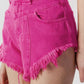 Hinnominate Chic Fuchsia Cotton Shorts with Fringed Edge