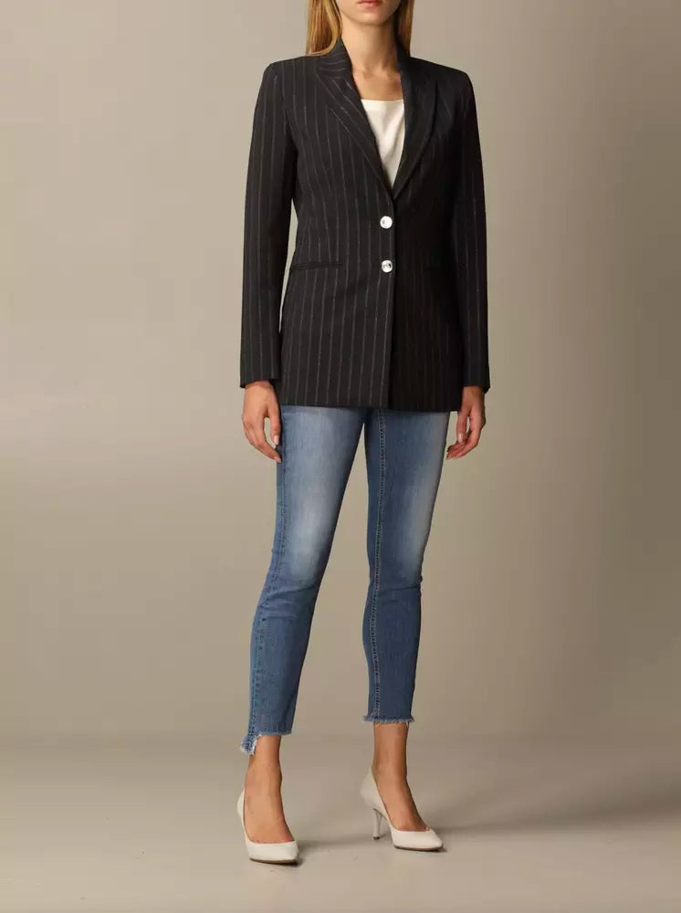 PINKO Elegant Pinstripe Stretch Wool Blazer