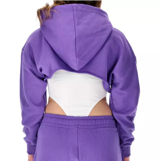 Hinnominate Chic Purple Hooded Cotton Sweater