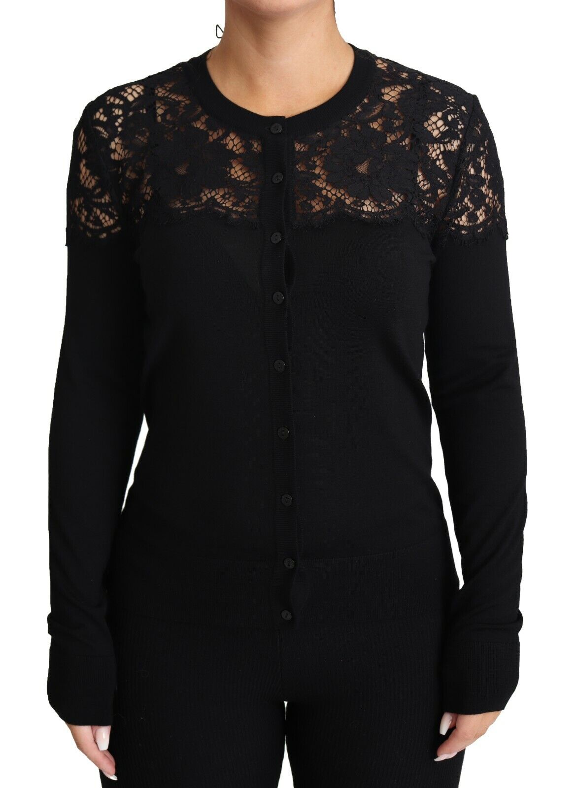 Dolce & Gabbana Elegant Floral Lace Wool-Blend Cardigan