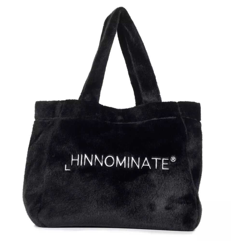 Hinnominate Elegant Faux Fur Shopper Bag with Embroidered Logo