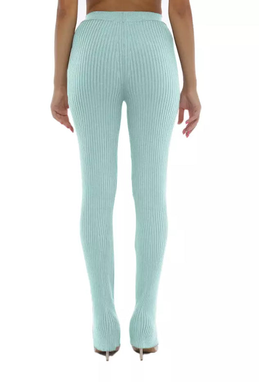 Hinnominate Elegant Ribbed Knit Flared Trousers