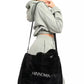 Hinnominate Elegant Faux Fur Shopper Bag with Embroidered Logo