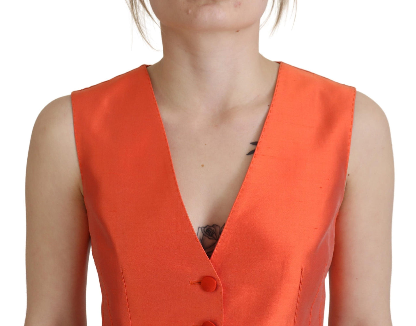 Dolce & Gabbana Elegant Orange Silk Waistcoat