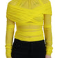 Dolce & Gabbana Chic Sheer Yellow Mesh Long Sleeve Top