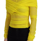 Dolce & Gabbana Chic Sheer Yellow Mesh Long Sleeve Top