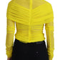 Dolce & Gabbana Chic Sheer Yellow Mesh Long Sleeve Top