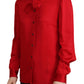 Dolce & Gabbana Elegant Red Ascot Collar Blouse