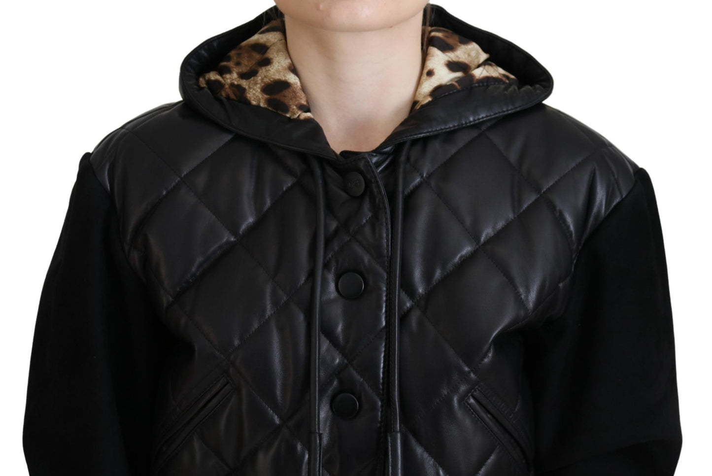 Dolce & Gabbana Elegant Quilted Leather Jacket with Hood