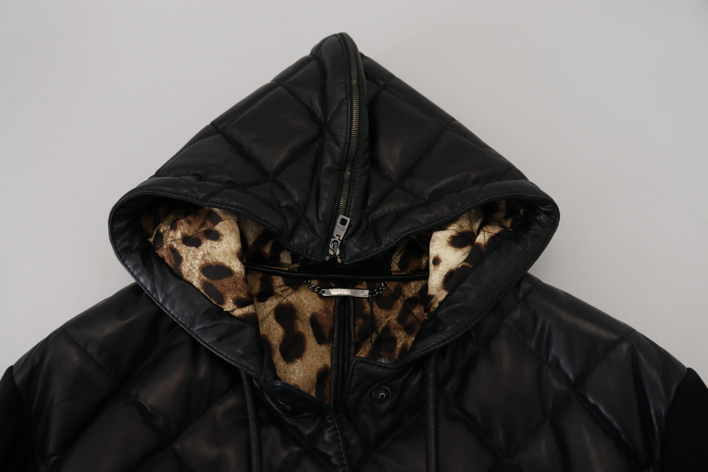 Dolce & Gabbana Elegant Quilted Leather Jacket with Hood