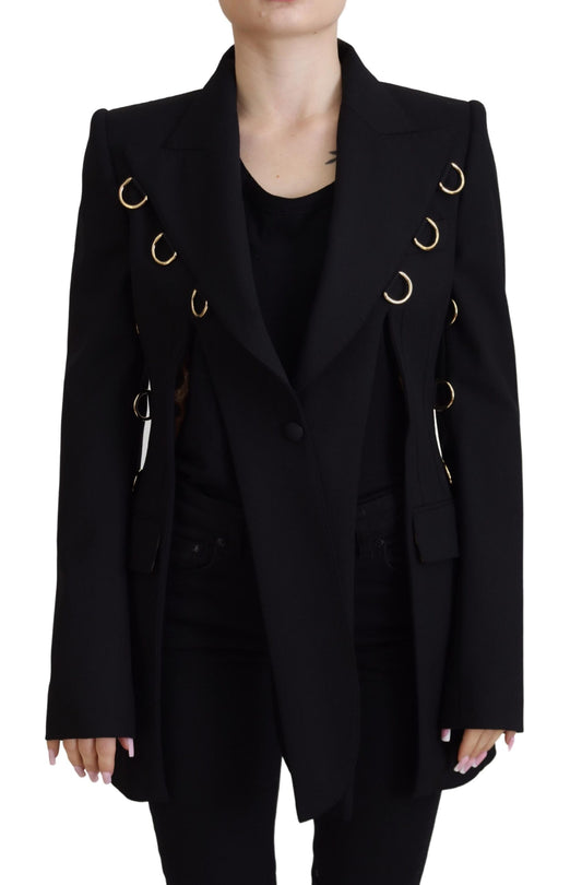 Dolce & Gabbana Elegant Black Wool Blend Jacket with Embellishments