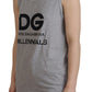 Dolce & Gabbana Elegant Gray Cotton Tank Tee with Chic Print