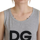 Dolce & Gabbana Elegant Gray Cotton Tank Tee with Chic Print