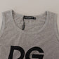 Dolce & Gabbana Elegant Gray Cotton Tank Tee with Chic Print