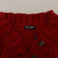 Dolce & Gabbana Elegant Red Virgin Wool Cardigan