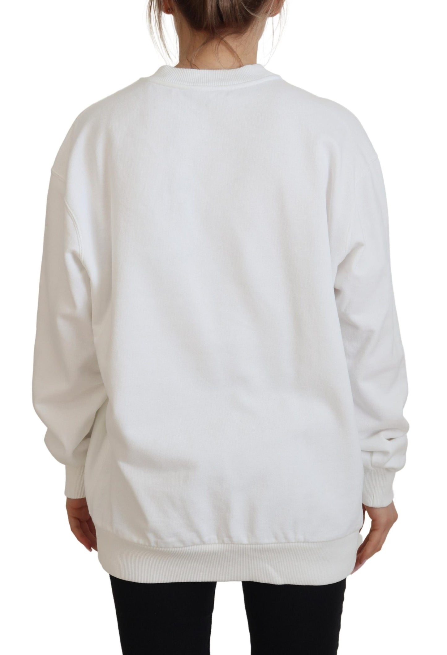 Dolce & Gabbana Chic White Cotton Sweatshirt with Logo Embossing