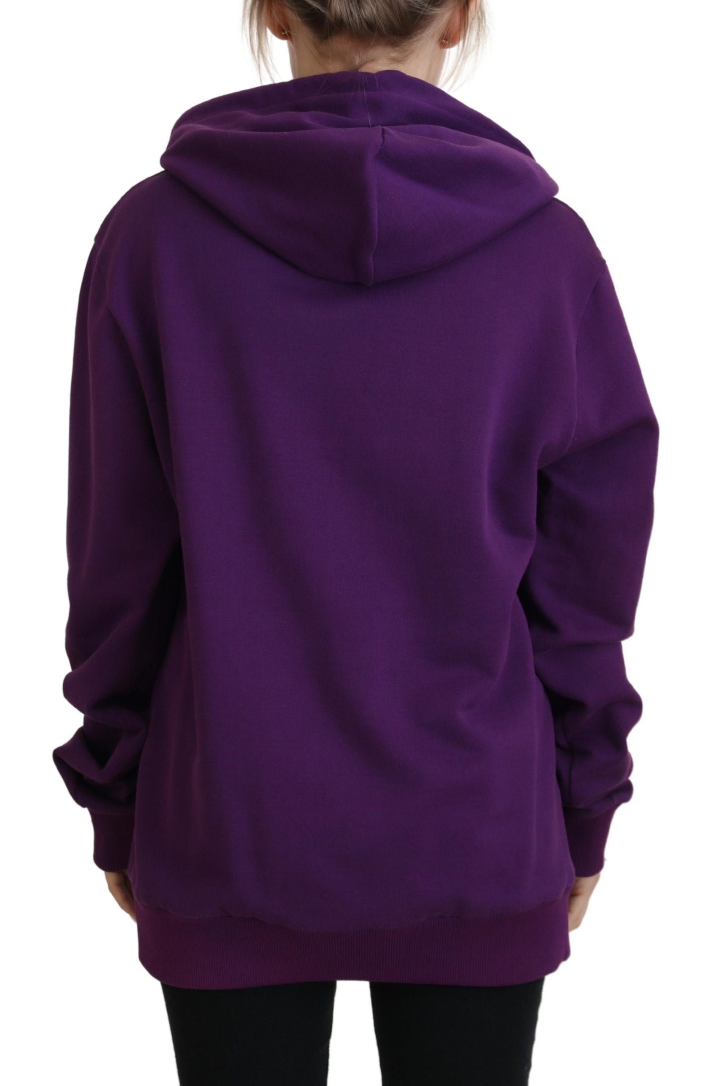 Dolce & Gabbana Elegant Floral Hooded Pullover Sweater in Purple