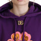 Dolce & Gabbana Elegant Floral Hooded Pullover Sweater in Purple