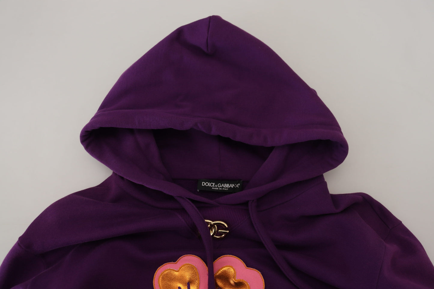 Dolce & Gabbana Elegant Floral Hooded Pullover Sweater in Purple