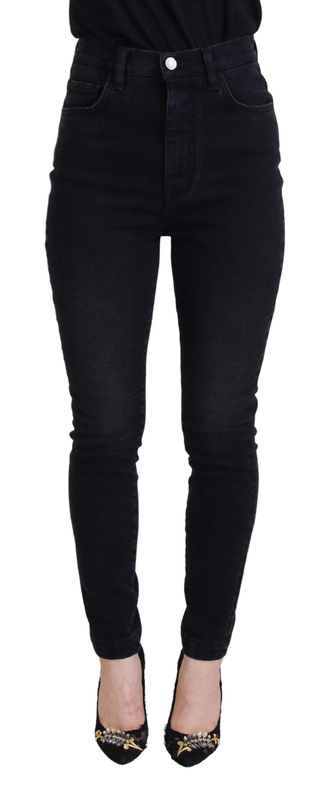 Dolce & Gabbana Chic Black Denim Pants – Slim & Sophisticated