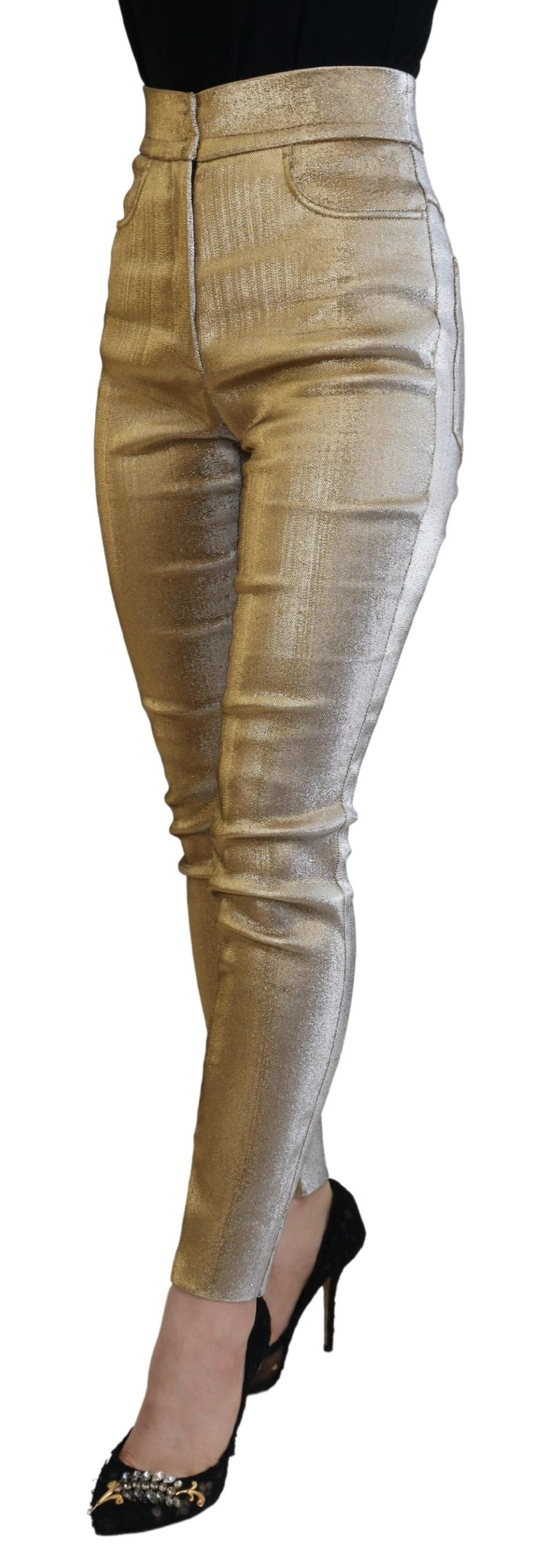 Dolce & Gabbana Elegant Gold-Toned Denim Pants