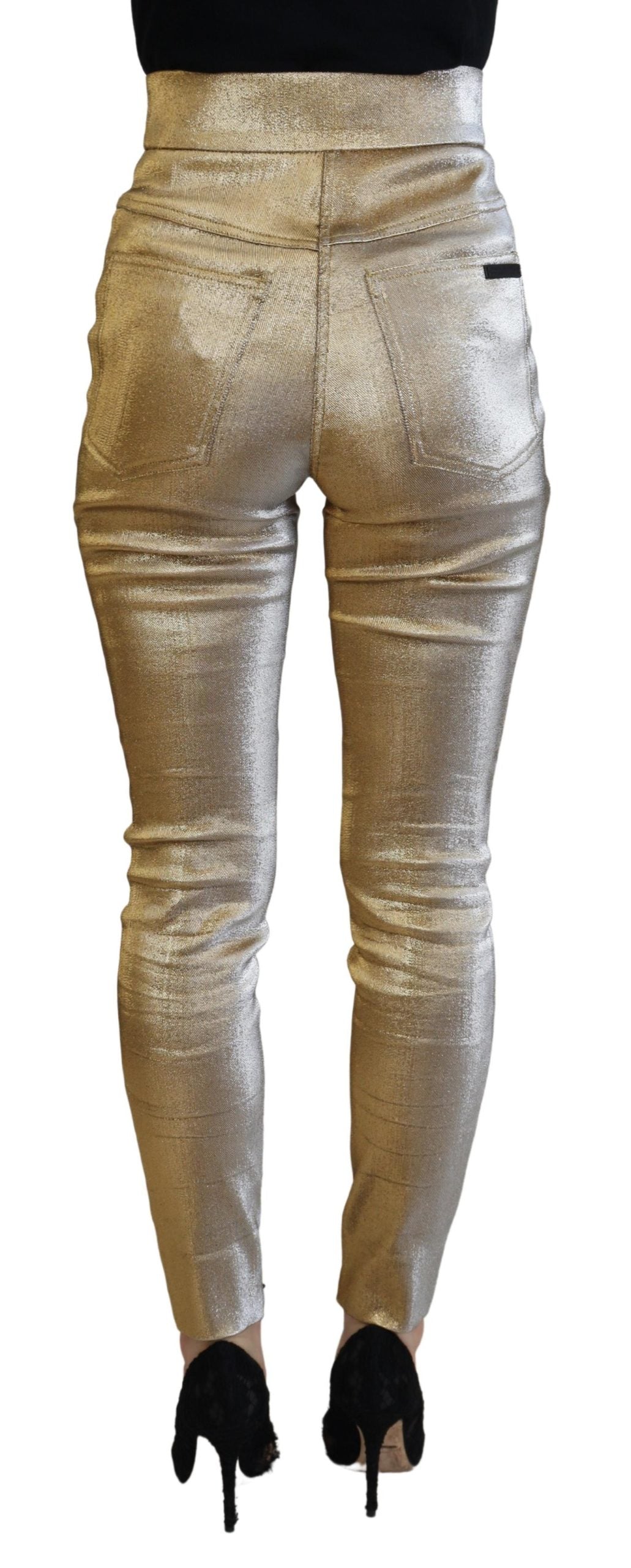 Dolce & Gabbana Elegant Gold-Toned Denim Pants