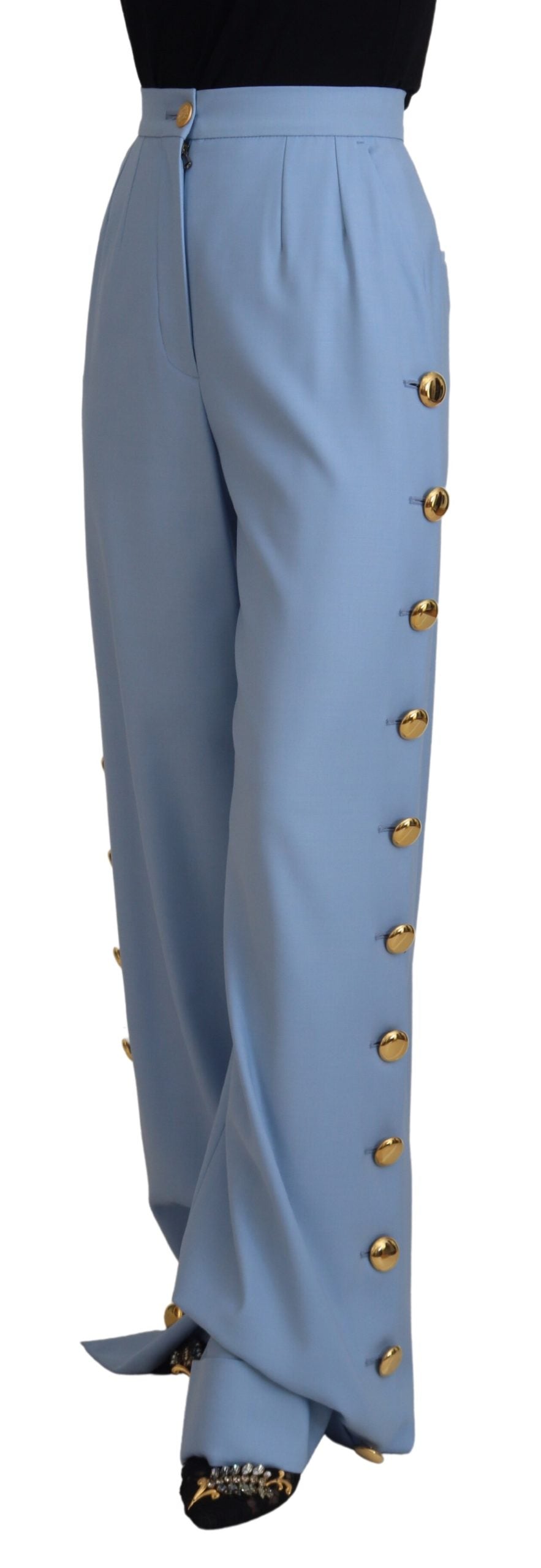 Dolce & Gabbana Elegant Light Blue Wool-Silk Blend Pants