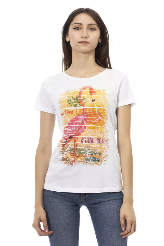 Trussardi Action Chic White Tee with Graphic Flair