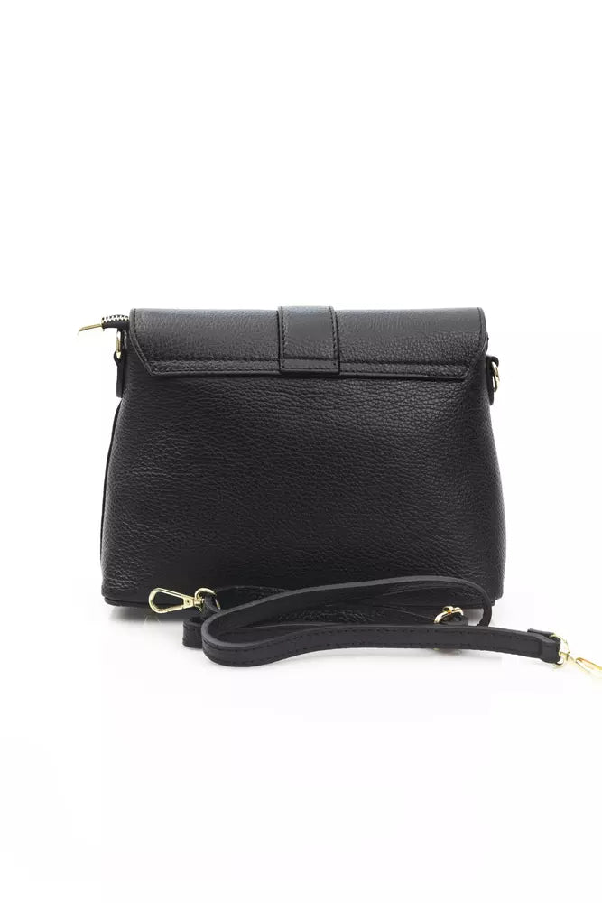 Baldinini Trend Black Cow Leather Women Crossbody Bag