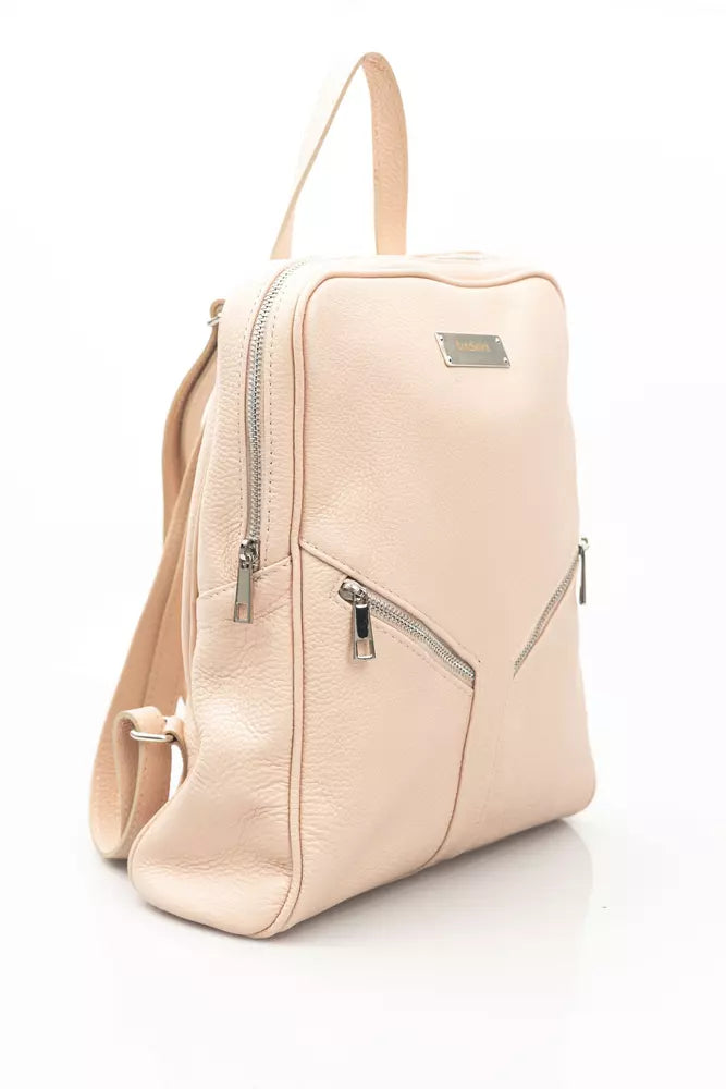 Baldinini Trend Pink Leather Women Backpack