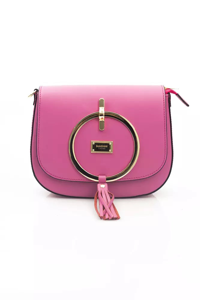 Baldinini Trend Pink Leather Women Crossbody Bag