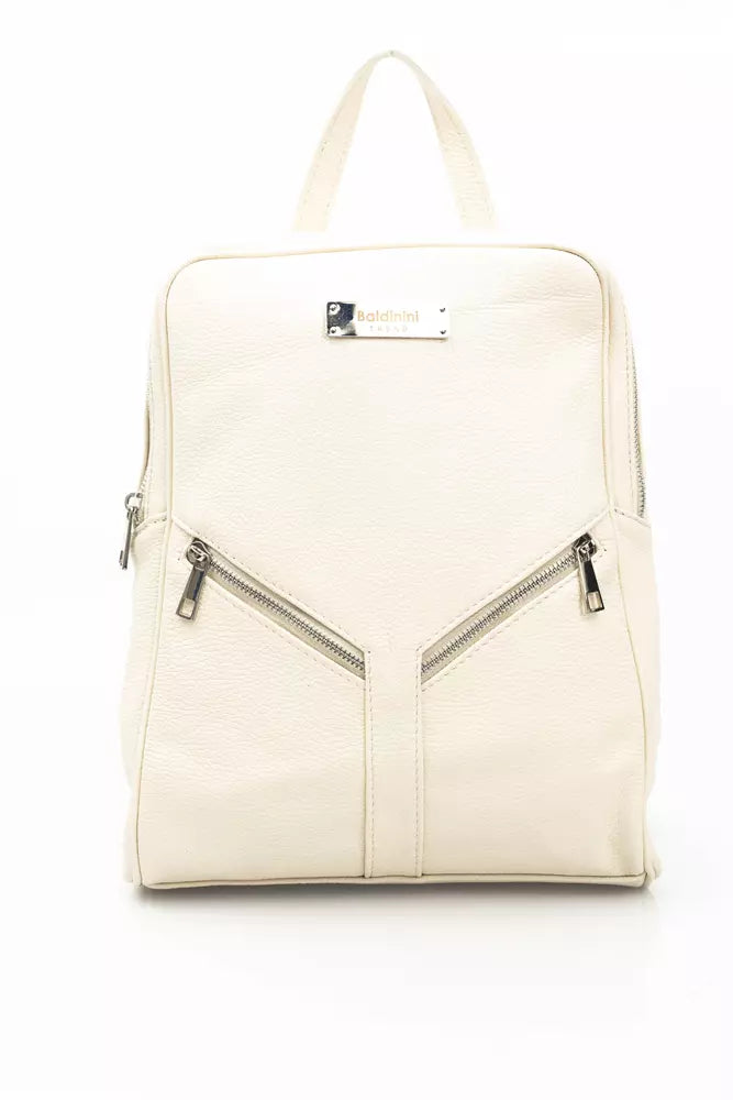 Baldinini Trend Beige Cow Leather Women Backpack