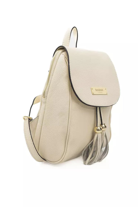 Baldinini Trend Beige Leather Women Backpack